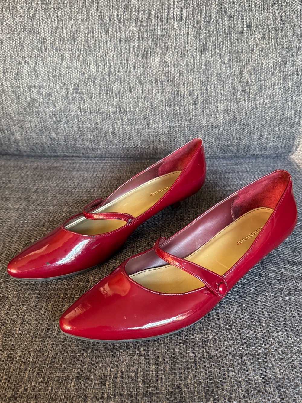 Women’s Red Patent Mary Jane Kitten Heel With Button Strap
